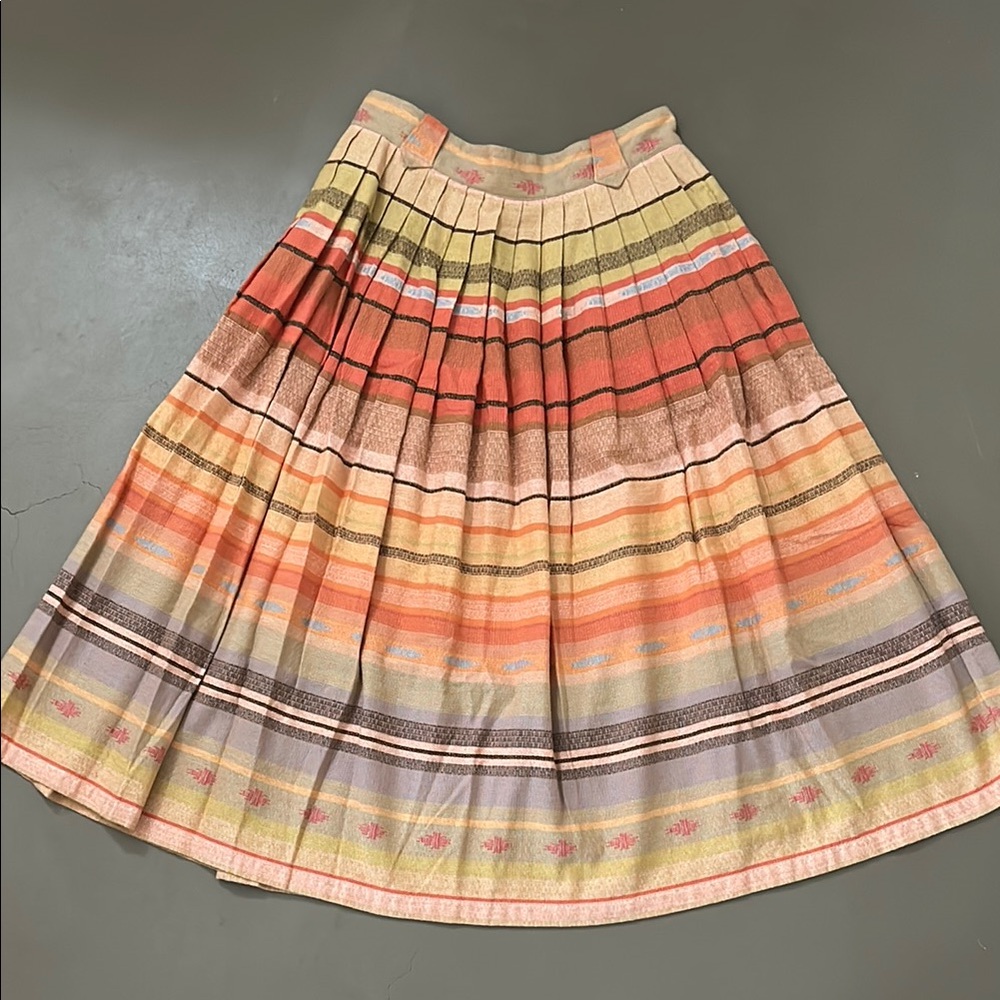 Rare RRL Ralph Lauren Striped Multicolor Pleated Skirt with Pockets Size 3 M S